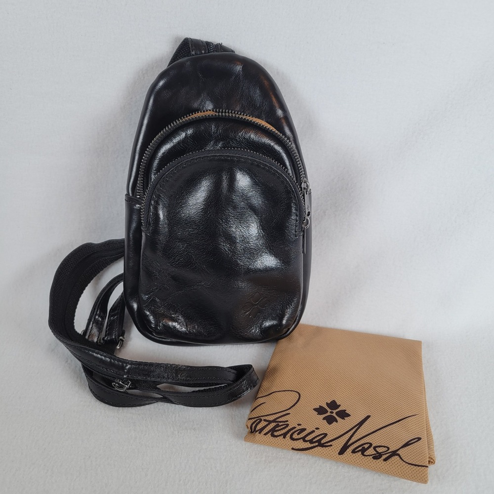 Patricia Nash Womens Annalie Sling Bag Leather Mini Backpack Black Western